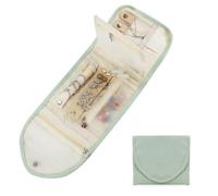 MultiValue Borsa per gioielli da viaggio, pieghevole, per collane, anelli, bracciali, orecchini, organizer per gioielli, con 6 spazi di archiviazione (verde)