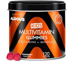 Multivitaminico per Bambini - 120 Gummies Gusto Fragola - Energia | 12 Vitamine e Minerali - Multivitaminico Completo - Integratore Difese Immunitarie - Crescita e Vitalità - ALDOUS