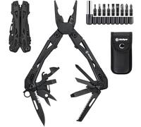 Multper Regalo Uomo, 26-in-1 EDC Multitool, Pinza Multiuso con Coltellino, Pinze Ad Ago, Tronchesino, Set di Cacciaviti e Altro, Attrezzatura di Sopravvivenza e Campeggio, Acciaio Inossidabile, Nero