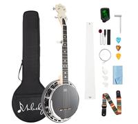 Mulucky Banjo Mini 5 corde, 71 cm, banjo da viaggio con testa Remo, risonatore e accordatore, kit per principianti con chiave a tracolla, plettri righello - MB803
