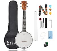 Mulucky Banjolele Banjo Ukulele a 4 corde, dimensioni concerto 23 pollici (58 cm), retro chiuso in legno massello, kit per principianti con truss rod, custodia gig bag, accordatore, corde, tracolla