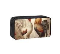 Muluhuo Astuccio portapenne di grande capacità con stampa di gallo e pollo1, organizer per cancelleria per ufficio, viaggi, uso quotidiano