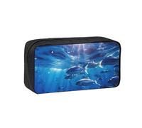 Muluhuo Blue Ocean - Astuccio portapenne con stampa di pesce subacqueo, grande capacità, per ufficio, viaggi, uso quotidiano