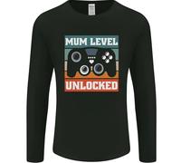 Mum Level Unlocked Nuova Mamma Baby Born Uomo Manica Lunga T-Shirt