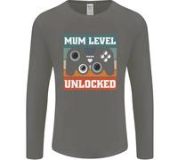 Mum Level Unlocked Nuova Mamma Baby Born Uomo Manica Lunga T-Shirt