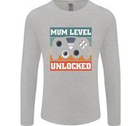 Mum Level Unlocked Nuova Mamma Baby Born Uomo Manica Lunga T-Shirt