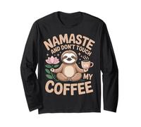 Mum Yoga Coffee Funny Namaste Saying Design Festa Mama Maglia a Manica