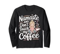 Mum Yoga Coffee Funny Namaste Saying Design Festa Mama Maglia a Manica