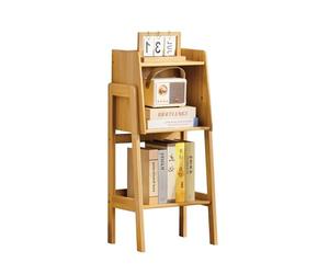 MumaHome Libreria Salvaspazio in Bambù, Scaffale a 3 Ripiani, Libreria Stretta da Terra, Scaffale Verticale per Libri, Cucina e Soggiorno, Mensola Organizzatore Moderna 79 x 27 x 37 cm Colore Legno