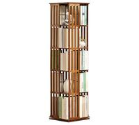 MumaHome Libreria Verticale Girevole 360°, Scaffale Verticale Rotante a 5 Ripiani, Portaoggetti Libri Decorazioni per Soggiorno, Studio, Camera, Colore Naturale/Marrone (Marrone)