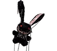 MUMAMCY Hell Gothic Crossbody Bag Little Rabbit Lolita Zaino Nero Scuro Spalla Bambola Fatta A Mano Peluche Coniglio, Catena coniglio