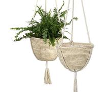 Mumaya Cestini Intrecciati da Appendere alla Parete, Vaso da Fiori Appeso in Tessuto, Seagrass Vimini da Appendere a Parete, Cesto per fioriera per Vaso da Fiori, Cesto di Paglia Appeso