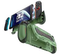 Mumba Cover per Nintendo Switch 2 Compatibile con Dock con Supporto Ribaltabile, Cover Ergonomica con Impugnatura - Contiene 5 Schede di Gioco + 2 Schede TF, Sgancio Rapido Joy-Con (Verde)