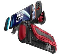 Mumba Cover per Nintendo Switch 2 Compatibile con Dock con Supporto Ribaltabile, Cover Ergonomica con Impugnatura - Contiene 5 Schede di Gioco + 2 Schede TF, Sgancio Rapido Joy-Con (Rosso)