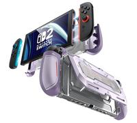 Mumba Cover per Nintendo Switch 2 Compatibile con Dock con Supporto Ribaltabile, Cover Ergonomica con Impugnatura - Contiene 5 Schede di Gioco + 2 Schede TF, Sgancio Rapido Joy-Con (Viola)