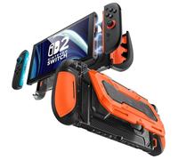 Mumba Cover per Nintendo Switch 2 Compatibile con Dock con Supporto Ribaltabile, Cover Ergonomica con Impugnatura - Contiene 5 Schede di Gioco + 2 Schede TF, Sgancio Rapido Joy-Con (Arancione)
