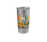 Mumbai India viaggio souvenir regalo punto di riferimento disegnato a mano Bicchiere termico in acciaio inox doppia parete