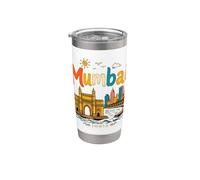 Mumbai India viaggio souvenir regalo punto di riferimento disegnato a mano Bicchiere termico in acciaio inox doppia parete