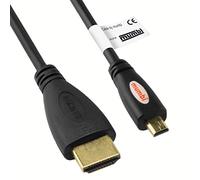 mumbi 2.00m Cavo HDMI Micro ad alta velocità Premium Full HD 3D / Micro HDMI D Maschio a HDMI A Maschio, contatti dorati, nero