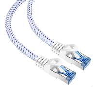 mumbi Cavo LAN 2 m CAT 8 Cavo di Rete Nylon Schermato S-FTP CAT8 Cavo Ethernet Cavo Patch Cavo Nylon 2000 MHz 40 Gbit 200 cm Bianco