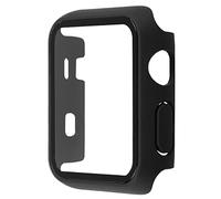 mumbi Cover Orologio, Custodia protettiva con vetro temperato compatibile con Apple Watch Series 123, 38 mm, colore nero