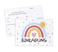 MumdoYAL 12 buste di invito in tedesco con disegni di arcobaleni a forma di cuore e sole | Per ragazze e ragazzi | Invito di compleanno