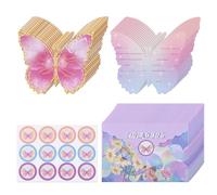 MumdoYAL 12 Pcs set invito a farfalla per feste di compleanno per bambini|12 biglietti di invito|12 buste|12 adesivi con sigillo a farfalla