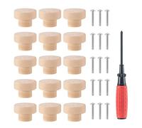 MumdoYAL 15 pezzi pomelli legno，pomelli per mobili，pomelli armadio，pomelli per mobili legno，pomello，Con viti, 35 x 25 mm, rotondo, legno