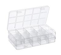 MumdoYAL 2 Pezzi Scatole Plastica con Coperchio, Scatola Porta Oggetti, Contenitore Plastica con Coperchio, con 15 Scomparti per Riporre Orecchini, Perline, Viti