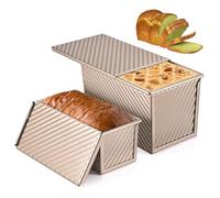 MumdoYAL 2 Pezzi Stampo Pane in Cassetta,Teglia Plumcake Antiaderente, Stampo Plumcake,230 g e 450 g,Stampi per Dolci e Pane,D'oro