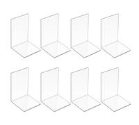 MumdoYAL 8 pezzi fermalibri per mensole，ferma libri per libreria，reggi libri per libreria，fermalibri per mensole trasparenti in acrilico,per Scuola, Ufficio e Casa，biblioteca