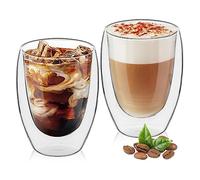 MumdoYAL Bicchieri per Latte Macchiato a doppia parete, eleganti e pratici (2 * 350ml)