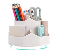 MumdoYAL Organizer da scrivania girevole a 360° con 9 scomparti, grande capacità per matite, pastelli e cancelleria