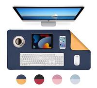 MumdoYAL Sous-main, tapis de souris, tapis de bureau, sous-main imperméable en PU, 80 x 40 cm, idéal pour le bureau ou la maison, réversible (jaune bleu foncé)