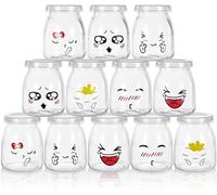 MumdoYAL Vasetti per yogurt con coperchio - Contenitori in vetro per budino e yogurt, set da 12 pezzi (100ml*12)