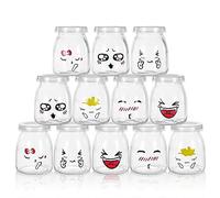 MumdoYAL Vasetti per yogurt con coperchio - Contenitori in vetro per budino e yogurt, set da 12 pezzi (150ml*12)