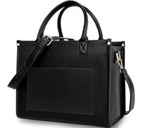MUMEE Borsa tote da donna, la borsa tote in pelle con cerniera a tracolla borsa portatile per lavoro, scuola, ufficio, viaggi, nero, Large