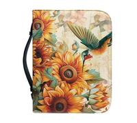 Mumeson Bibbia Protect Cover Bibbia Studio Forniture Organizzatore Chiesa Borse per Preghiera con Segnalibro e Portapenne, Girasole colibrì, XX-Large