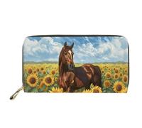Mumeson Borsa cosmetica portatile di trucco della borsa della moneta del raccoglitore durevole con la cinghia, Girasole Cavallo, Medium