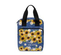 Mumeson Custodia per bibbia in denim con girasole per uomini e donne, protezione ideale per la Bibbia per preghiere Scritture, custodia antipolvere per libri e libri con tasche e portapenne