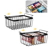 mumisuto 2 Pezzi Cestini Per Congelatori, Metallo Espandibile Cesto Portaoggetti Per Frigorifero Con Manici Adatto Per Mobile Frigorifero Da Cucina, Organizer per Congelatore Alta Capacità