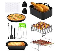 mumisuto Accessori Friggitrice ad aria, 11Pz Accessori per Friggitrice ad Aria Senza Olio Set Universali, con Tortiera, Piastra per Pizza, Griglia in Metallo (Friggitrice ad aria 3.7-4.2QT)