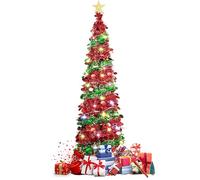 mumisuto Albero di Natale 150 cm, Albero di Natale Artificiale e Folto con Base, Albero Natale Slim, Facile Montaggio Verde Albero Noel Decorazione Natalizia (Stile paillettes)