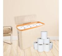 mumisuto Cestino per Carta Igienica, Contiene 12 Rotoli, Porta Rotolo Carta Igienica da Terra Pieghevole con Coperchio, Cesto Porta Carta Igienica Impermeabile, per Bagno e Casa (Beige)