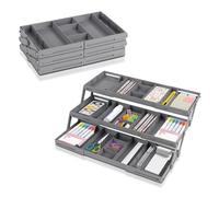 mumisuto Organizer Cassetti Estensibile, Divisorio Plastica con 3 Ripiani, Organizzatore Cassetti Per Trucchi, Organizer Cassetto Estensibile Per Forniture Ufficio, Bagno, Cucina (Singola)
