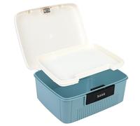 mumisuto Scatola Medica a 2 Strati,Scatola Portaoggetti Chiudibile con Codice Combinato,Valigetta Medica con Divisorio,Contenitore per Medicinali per Telefoni Cellulari,Caramelle,Snack per Casa (Blu)