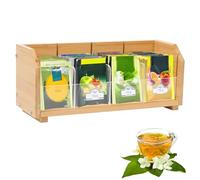 mumisuto Scatola Per Bustine Di Tè In Legno, Cassetta Porta Tisane In Legno, 31 X 11 X 13 Cm, Decorativa, Con 4 Divisori Regolabili, Organizzatore Per Bustine Tè E Porta Infusi Sfusi