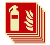 Mumjooyi 6Pcs Cartello Estintore PVC Autoadesivo Cartelli Estintori Segnaletica di Protezione Antincendio per Esterno e Interno 145mm x 145mm (6Pcs, Cartello Estintore)