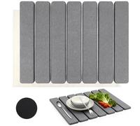 Mumjooyi Tappetino Scolapiatti Assorbente in Terra di Diatomee Tappetino Scolapiatti Pieghevole per Lavello da Cucina 40x30cm Asciugatura Rapida per Stoviglie Tazze Posate Grigio Scuro