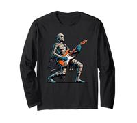 Mummia che suona la chitarra elettrica in piedi divertente Maglia a Manica